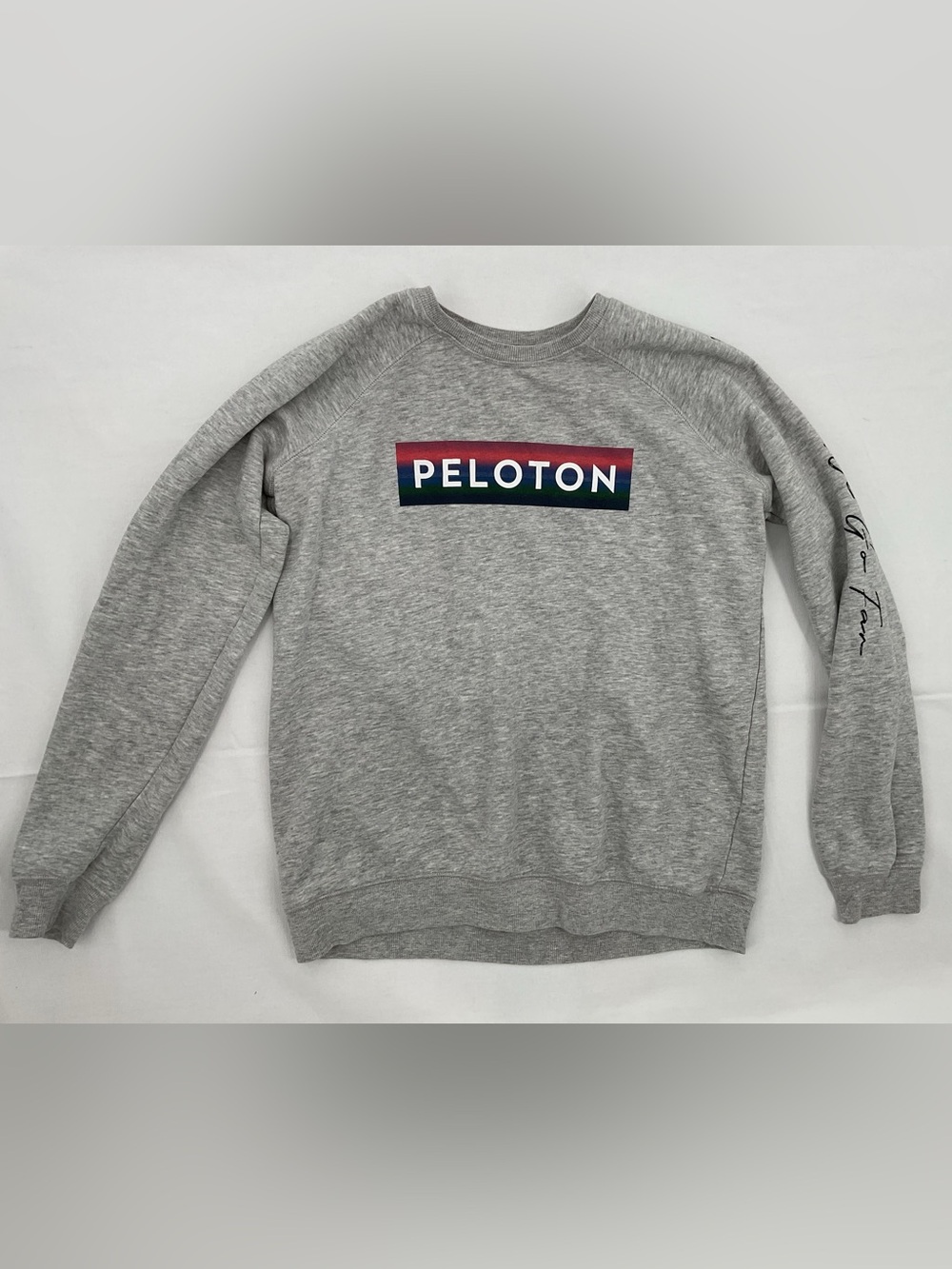 Peloton Official Grey Crewneck Sweatshirt Red-to-Green Gradient Logo Size Small